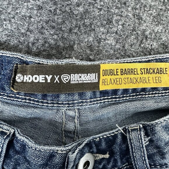 Rock & Roll Cowboy Hooey Jeans Men 29x32 Blue Relaxed Fit Denim Low Rise Western - Picture 2 of 9